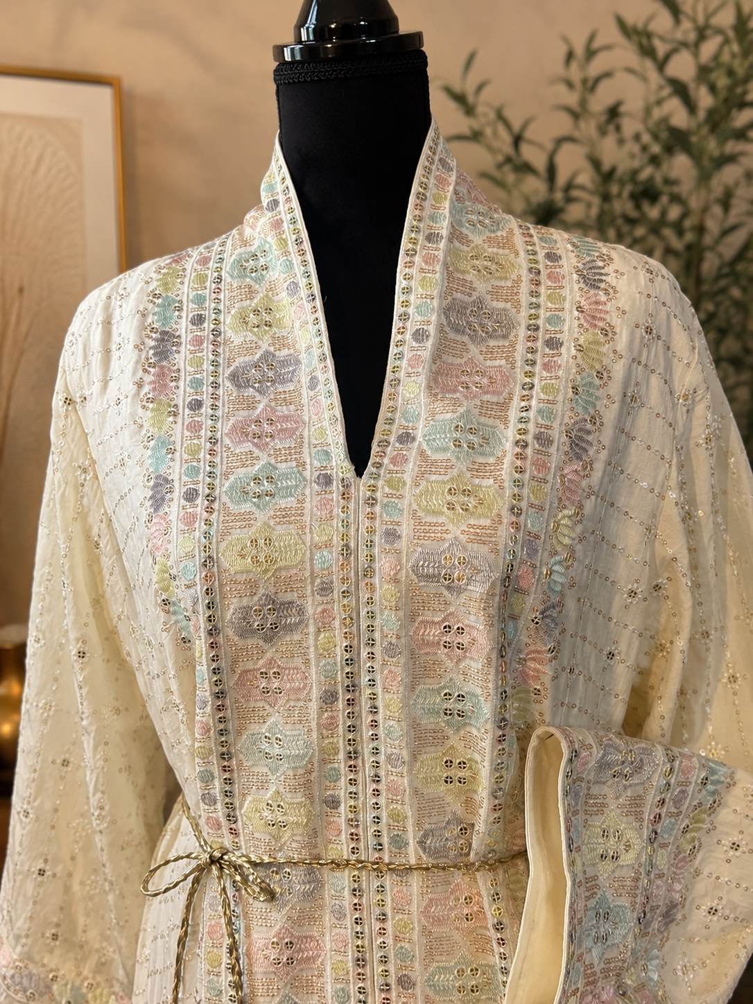 NEW Elegant Ivory Embroidered Dress