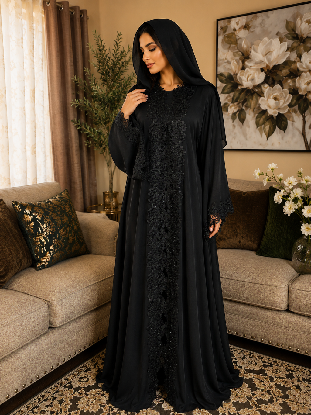 2-Piece black Abaya Set