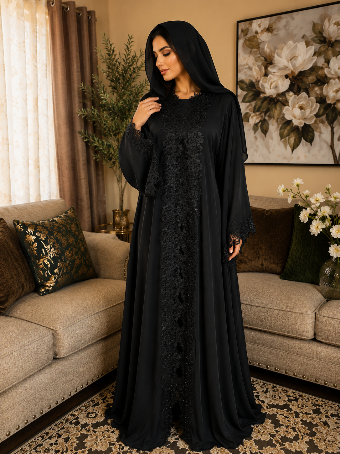 2-Piece black Abaya Set