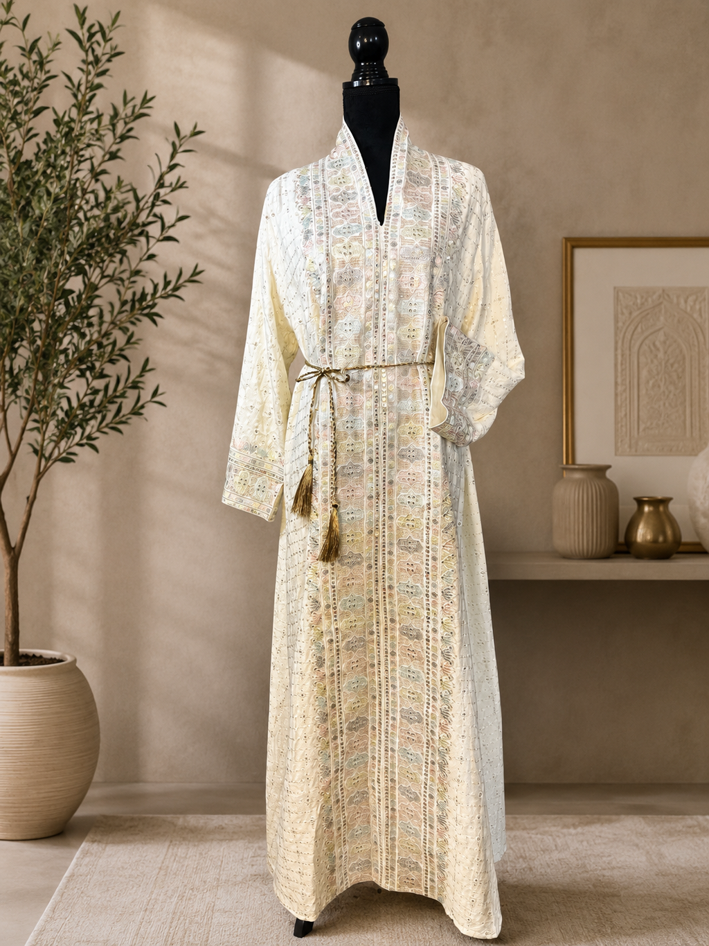 NEW Elegant Ivory Embroidered Dress