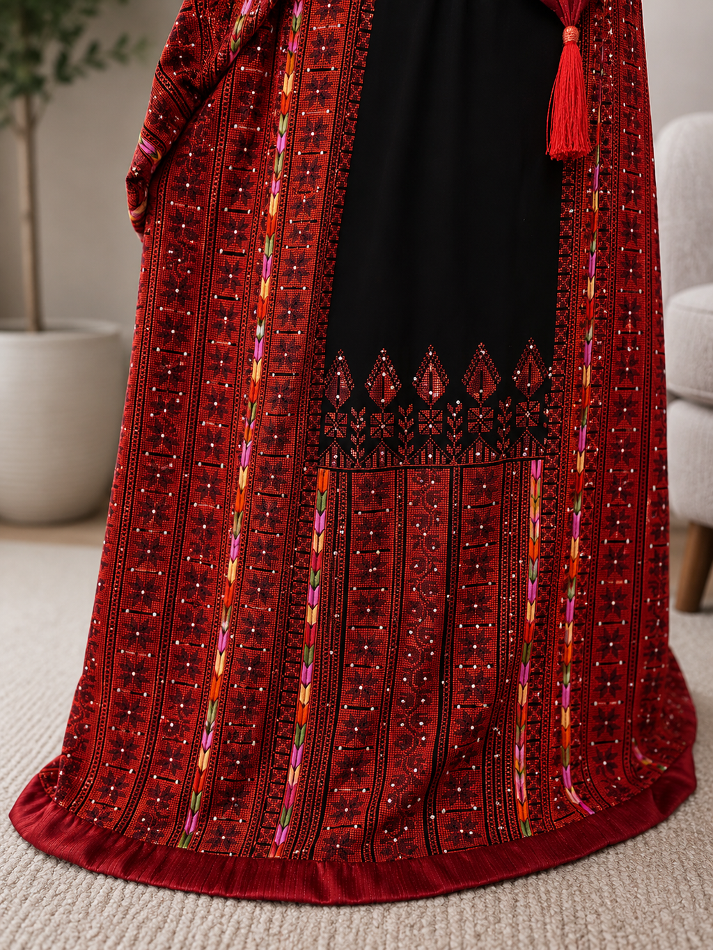 Authentic Palestinian embroidered dress with stunning traditional detailing and elegant patterns.  
Worn only once and in excellent condition — no flaws or defects.  

Original price: $350
