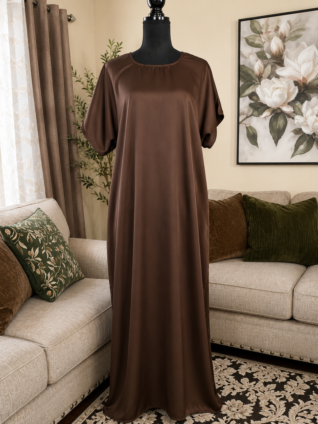 🤎 3-Piece Brown Abaya Set