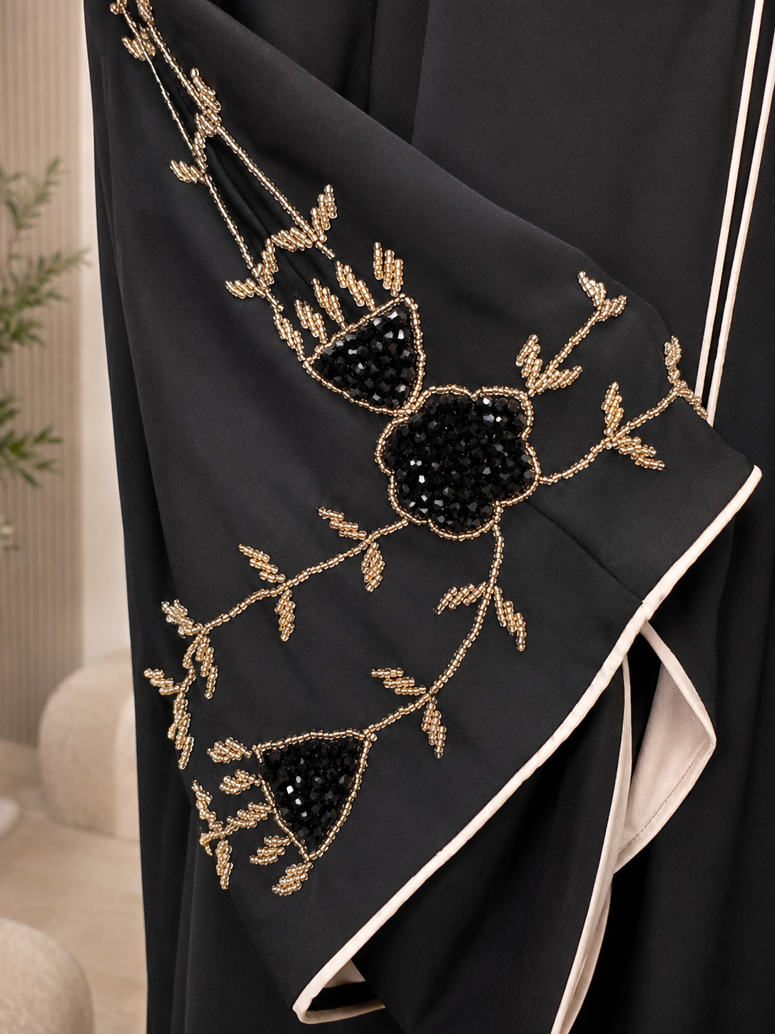Elegant Black Open Abaya