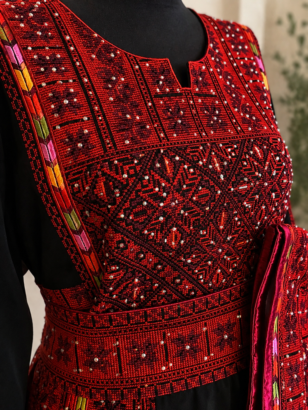 Authentic Palestinian embroidered dress with stunning traditional detailing and elegant patterns.  
Worn only once and in excellent condition — no flaws or defects.  

Original price: $350