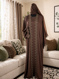 🤎 3-Piece Brown Abaya Set