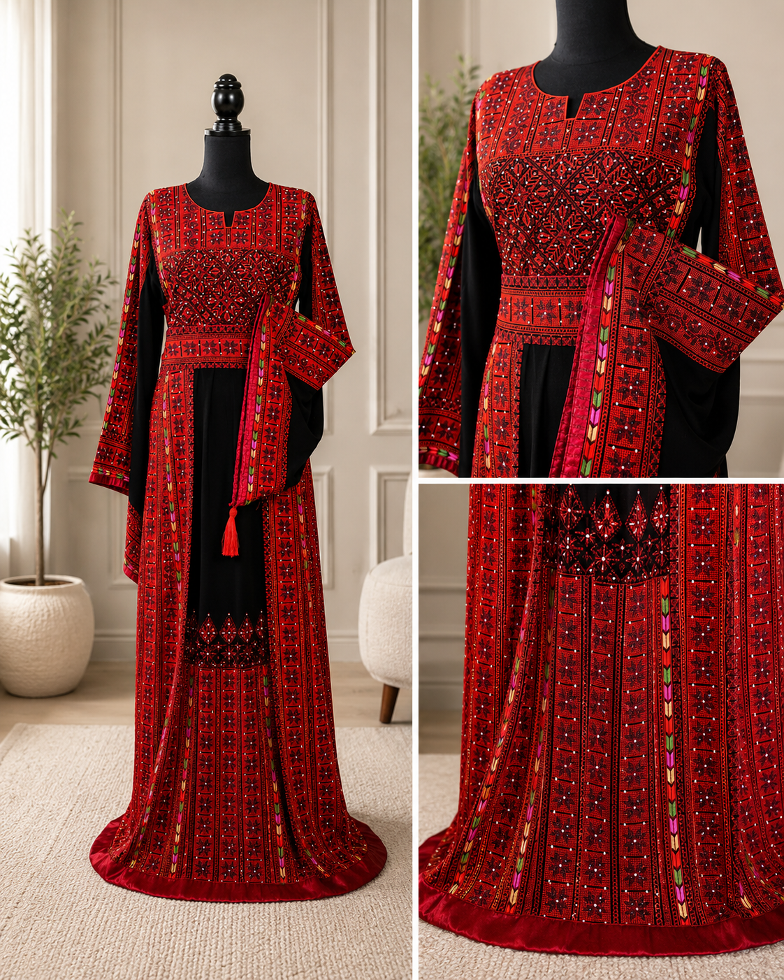 Authentic Palestinian embroidered dress with stunning traditional detailing and elegant patterns.  
Worn only once and in excellent condition — no flaws or defects.  

Original price: $350