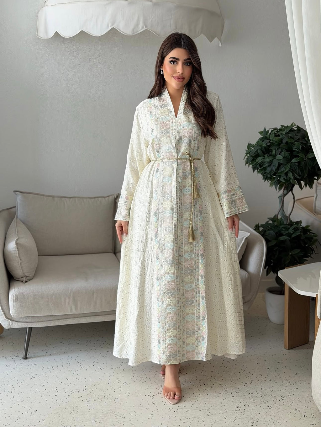 NEW Elegant Ivory Embroidered Dress