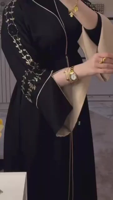 Elegant Black Open Abaya